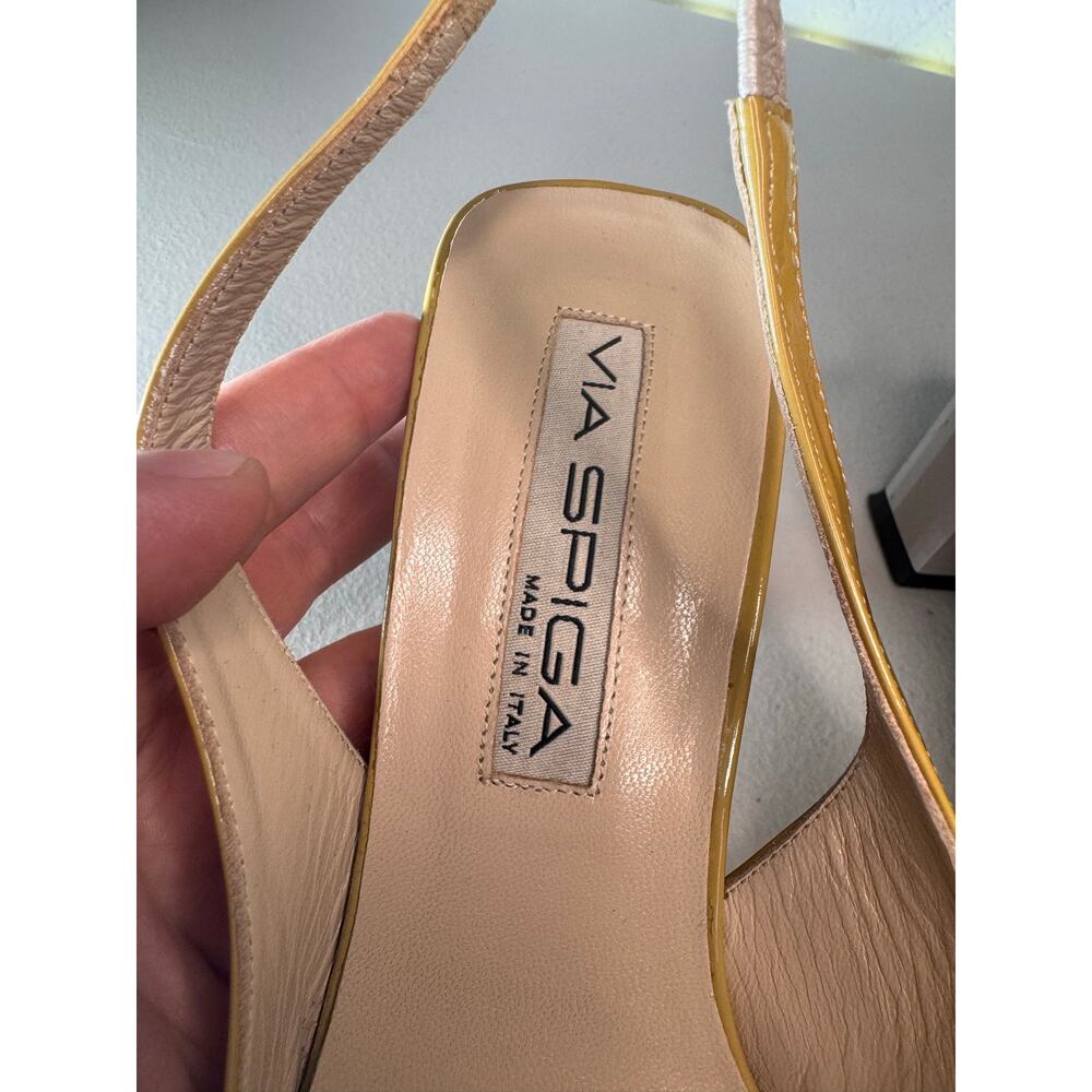Via Spiga Italy Patent Leather Slingback Pumps Yellow US 8.5 EU 40 - Picture 4 of 8